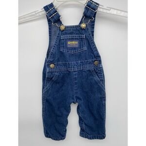 OshKosh B'gosh 6-9M Denim Overalls Cotton Blend‎ Adjustable Straps Vintage EUC